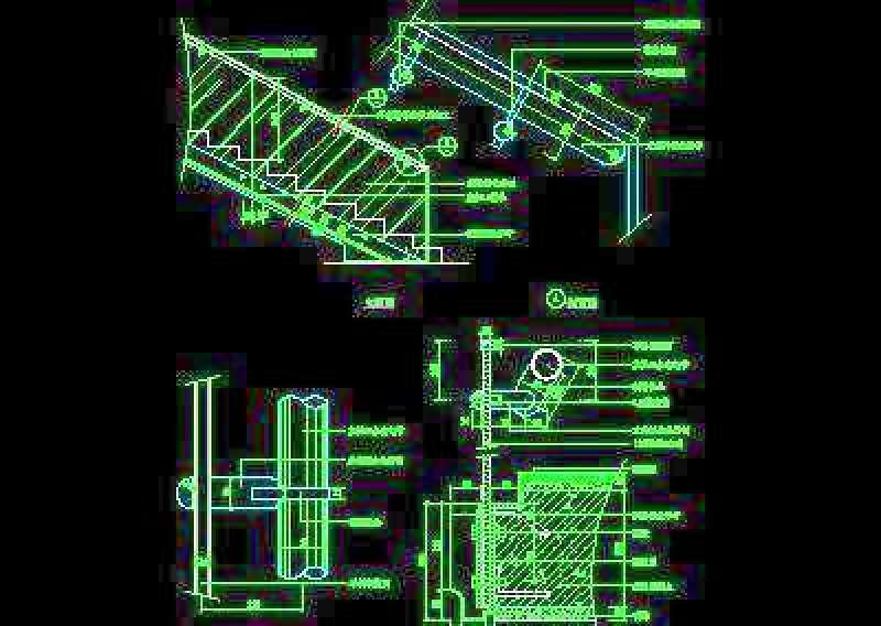 木楼梯、铁艺楼梯、旋转楼梯、现代式楼梯、楼梯扶手CAD图块45