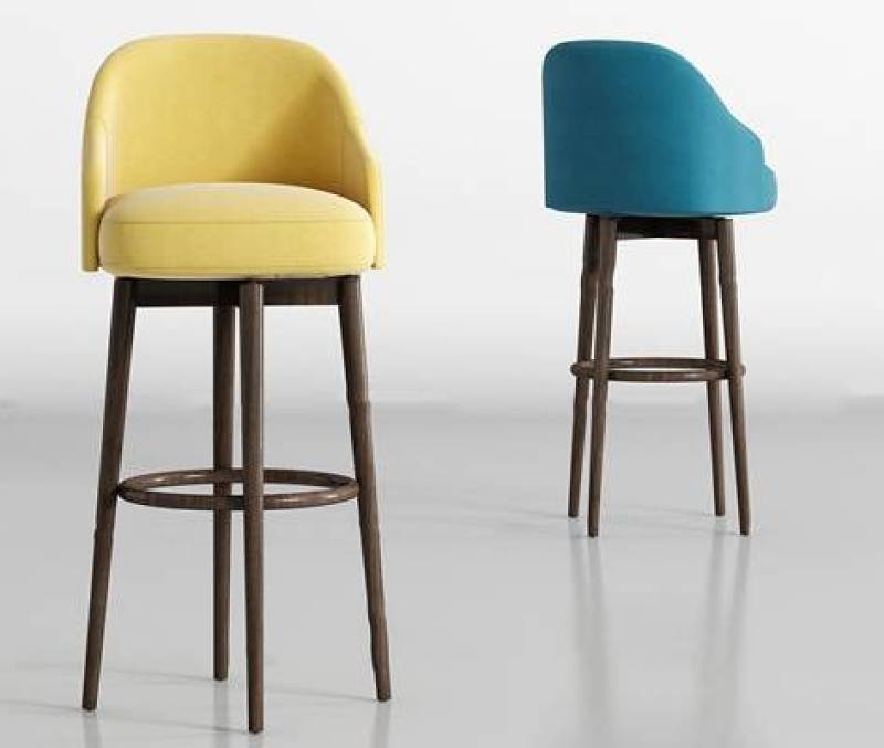 现代实木布艺吧椅组合3D模型下载 现代实木布艺吧椅组合3D模型下载