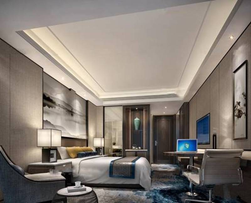 新中式酒店标准单人间客房3D模型下载 新中式酒店标准单人间客房3D模型下载