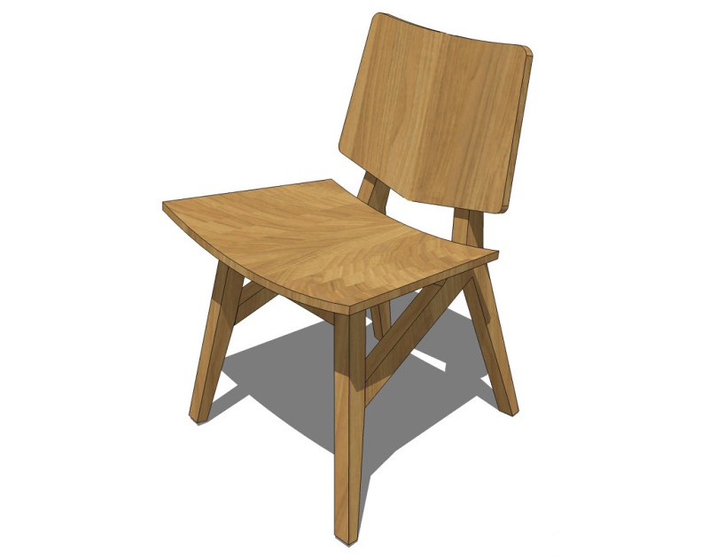 棕色家具椅子su模型效果图