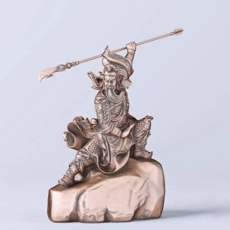 中式威武关公舞刀雕塑3D模型下载 中式威武关公舞刀雕塑3D模型下载