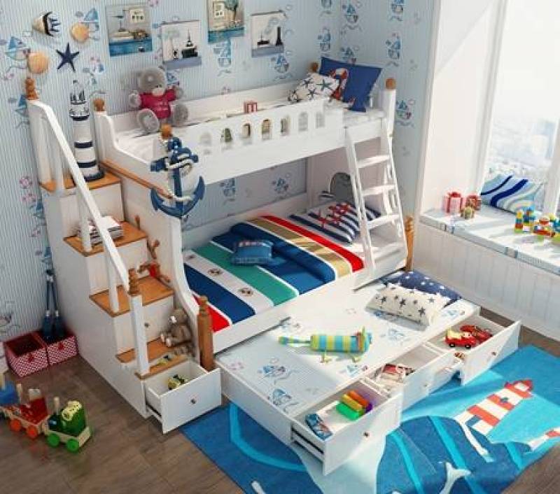 地中海儿童上下床3D模型下载 地中海儿童上下床3D模型下载