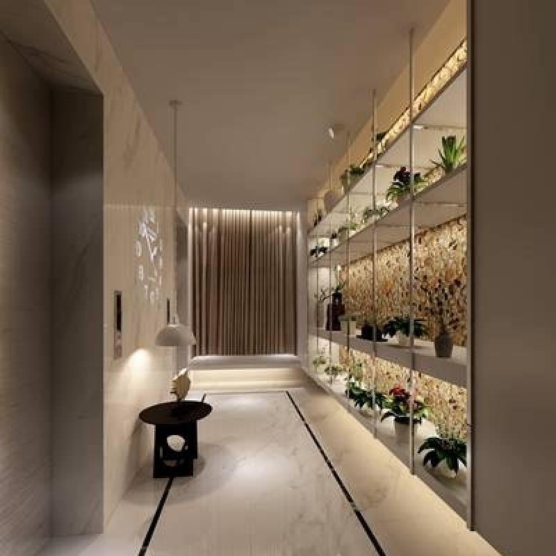 现代酒店电梯间 绿色盆栽组合3D模型下载 现代酒店电梯间 绿色盆栽组合3D模型下载