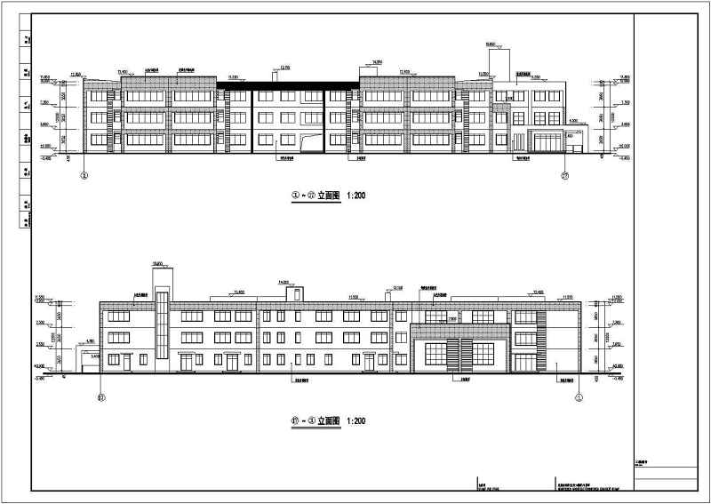 某地3层框架结构12班幼儿园教学楼建筑方案图