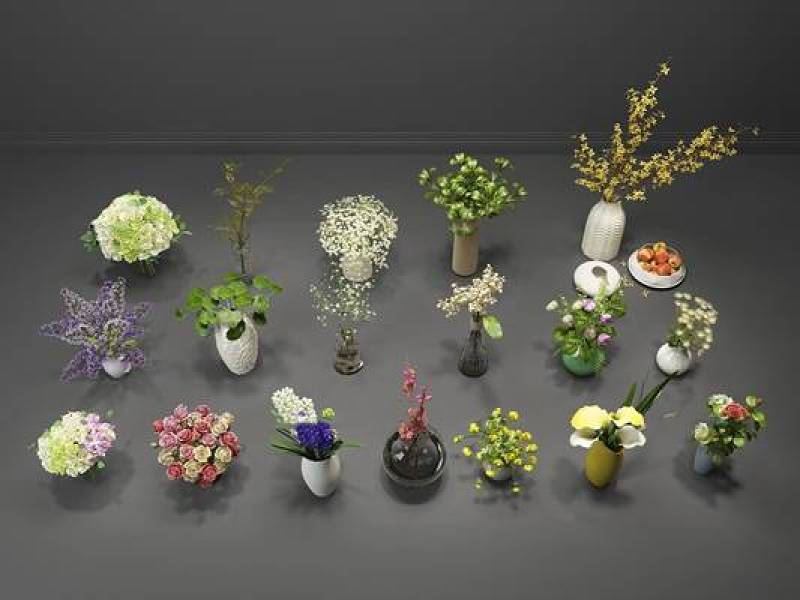 现代绿植花卉盆栽组合3D模型下载 现代绿植花卉盆栽组合3D模型下载