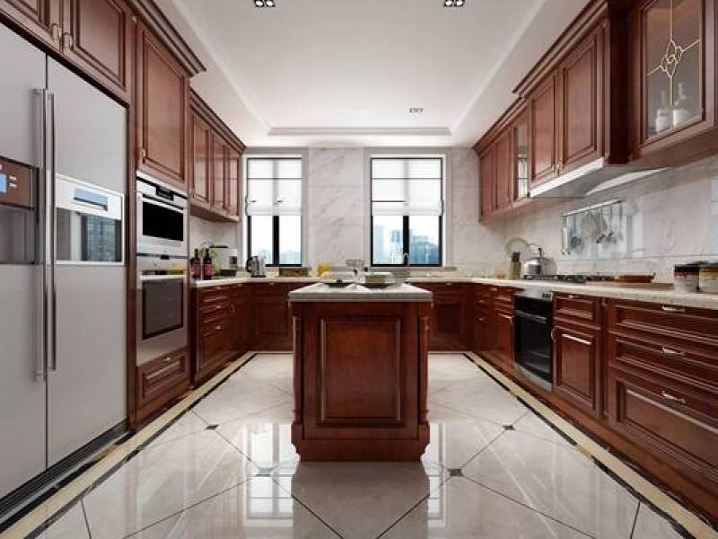 美式厨房橱柜餐具3D模型下载 美式厨房橱柜餐具3D模型下载