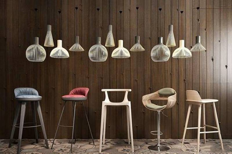 美式实木吧椅吊灯组合3D模型下载 美式实木吧椅吊灯组合3D模型下载