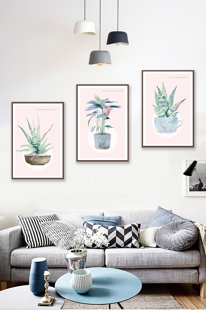 现代简约客厅卧室手绘植物花卉装饰画