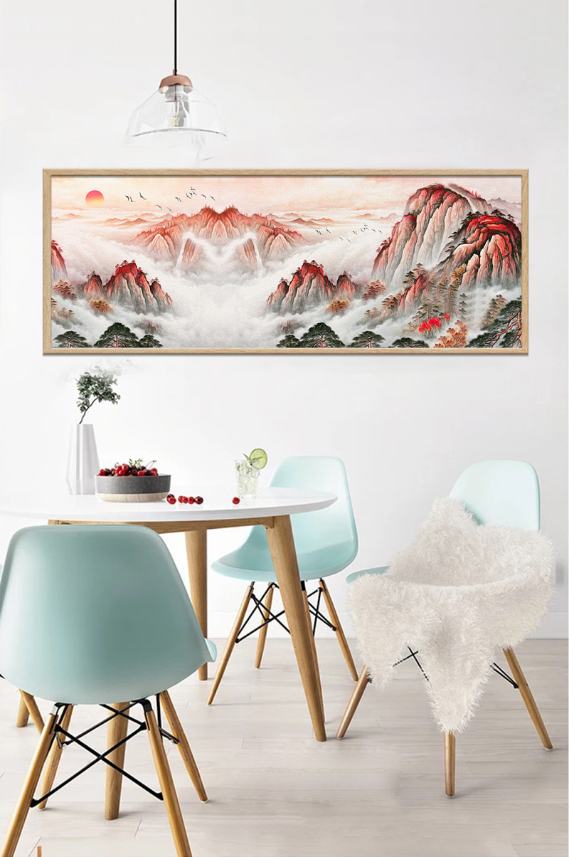 新中式国画山水风景油画装饰画