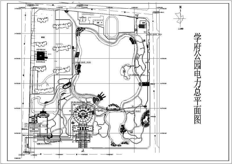 某公园电气总图施工图(电力、照明、广播、监控)