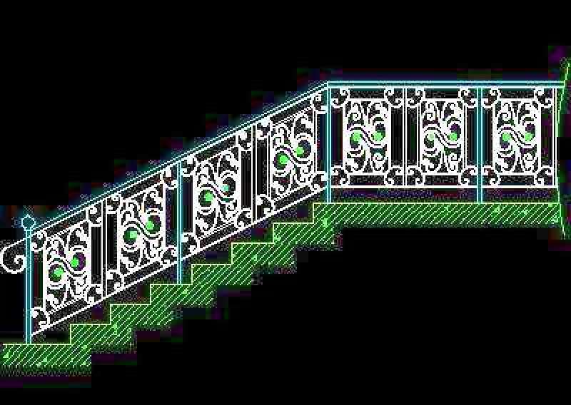 木楼梯、铁艺楼梯、旋转楼梯、现代式楼梯、楼梯扶手CAD图块37