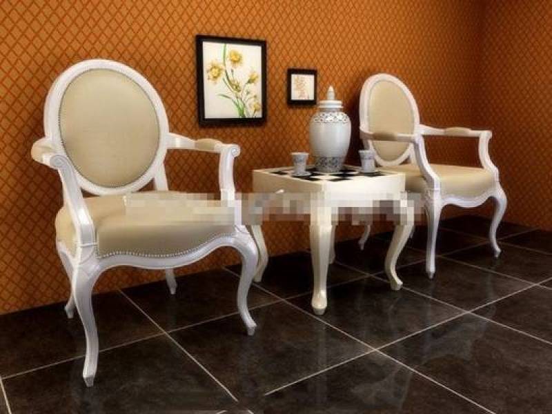 欧式古典白色木艺椅子茶几组合3D模型下载 欧式古典白色木艺椅子茶几组合3D模型下载