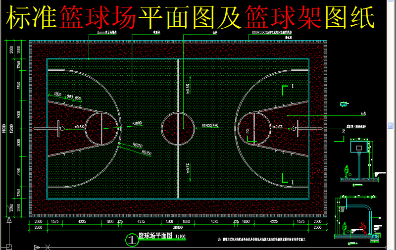 原创标准篮球场平面图-版权可商用