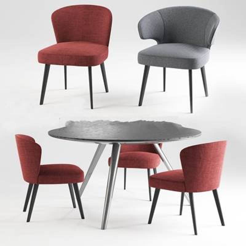 现代布艺单椅圆桌组合3D模型下载下载 现代布艺单椅圆桌组合3D模型下载下载