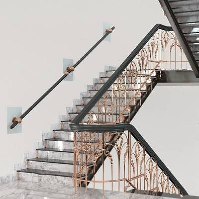 欧式金属楼梯扶手护栏3D模型下载 欧式金属楼梯扶手护栏3D模型下载