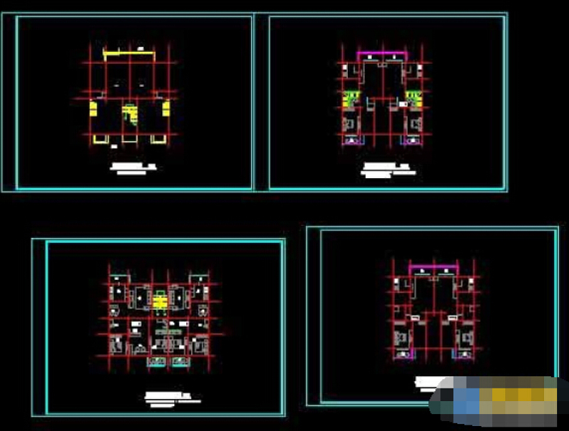 四套带底商的建筑cad户型图