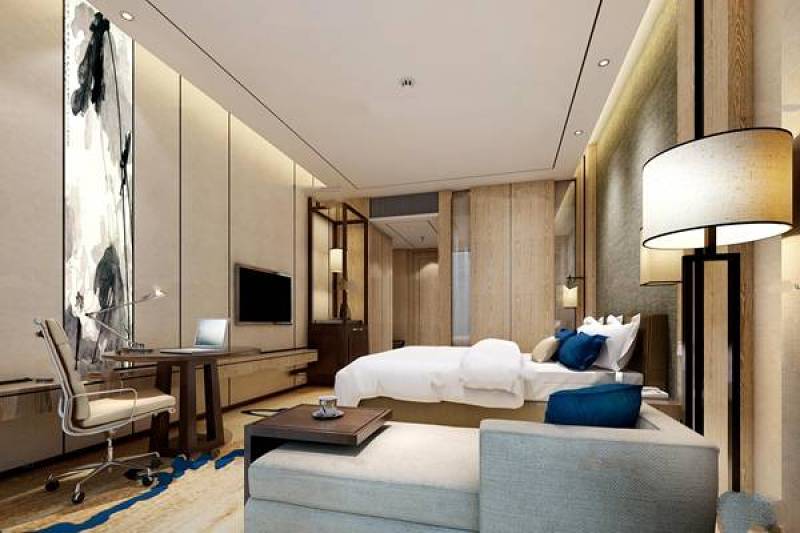 中式酒店客房双人房3D模型下载 中式酒店客房双人房3D模型下载