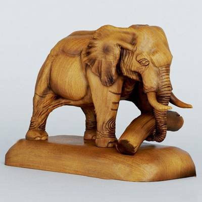现代原木大象雕塑摆件3D模型下载 现代原木大象雕塑摆件3D模型下载