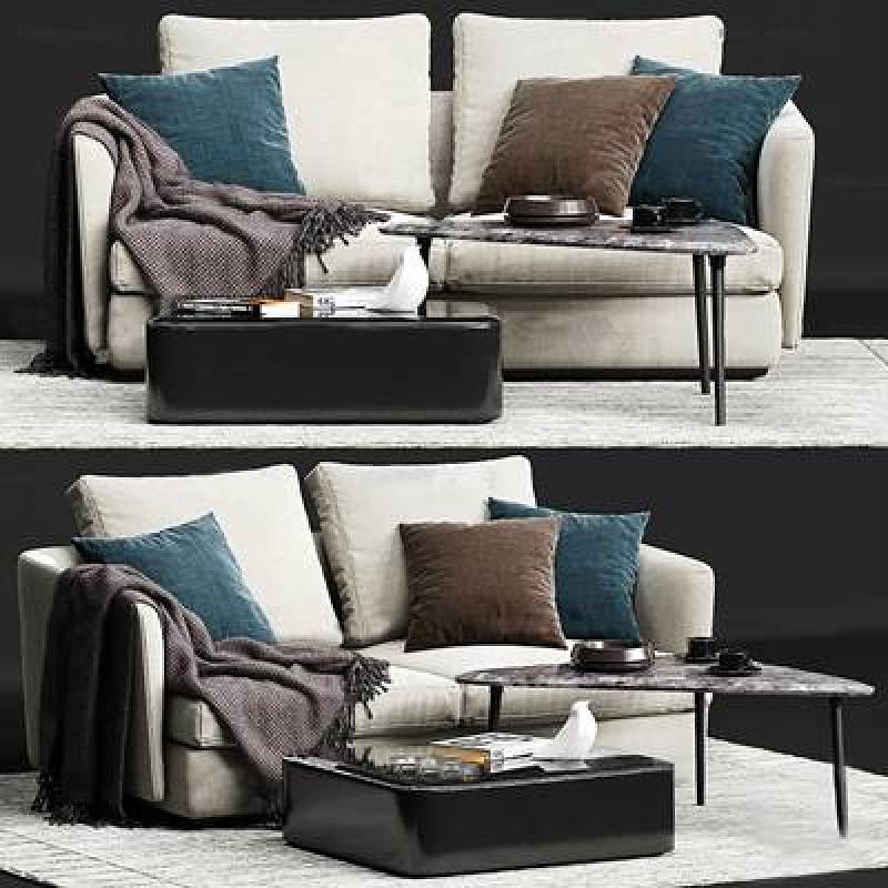 现代布艺双人沙发茶几地毯组合3D模型下载 现代布艺双人沙发茶几地毯组合3D模型下载