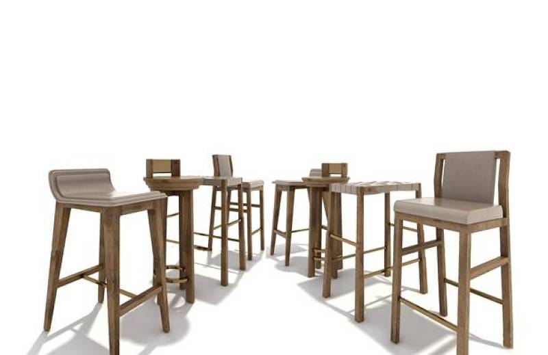 北欧实木吧椅吧凳组合3D模型下载 北欧实木吧椅吧凳组合3D模型下载