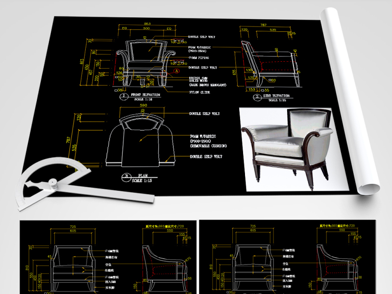 原创休闲椅CAD中式椅子CAD图库-版权可商用