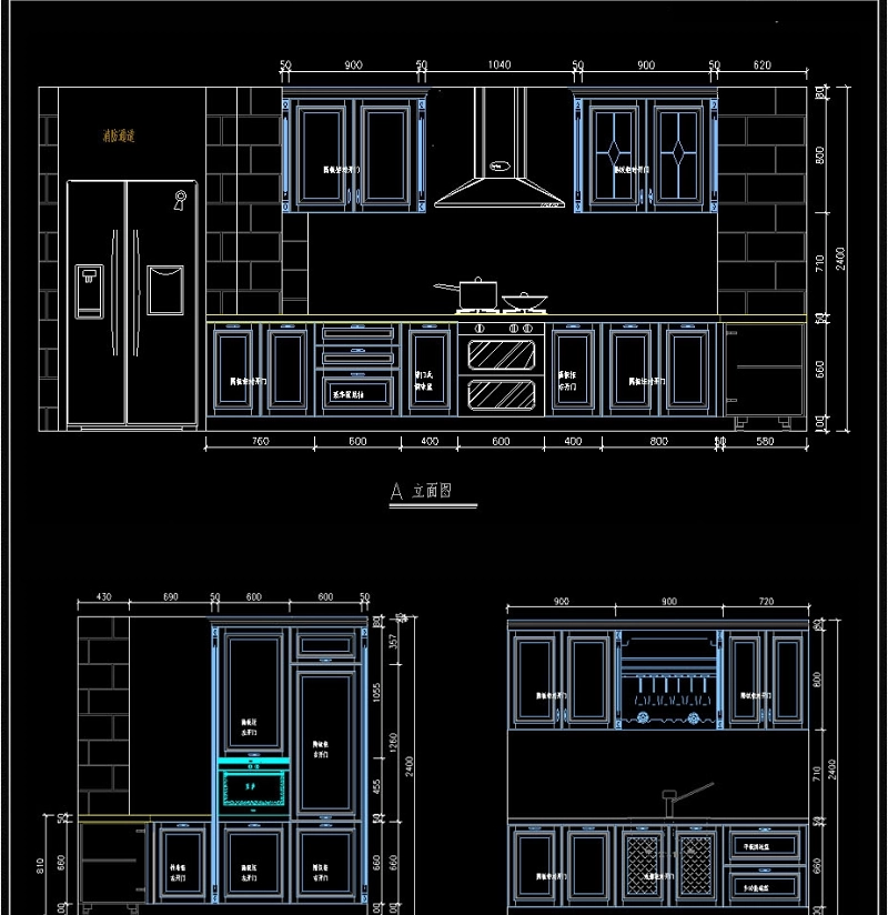 L型欧式橱柜CAD图纸