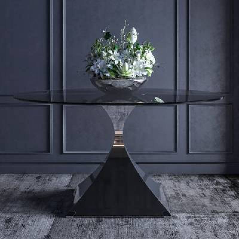 现代玻璃圆桌花瓶花卉组合3D模型下载下载 现代玻璃圆桌花瓶花卉组合3D模型下载下载