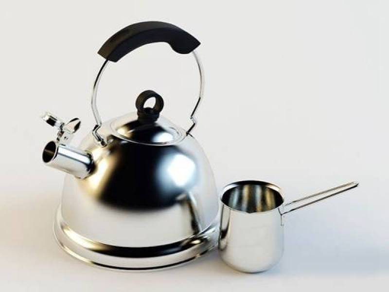 银色茶壶茶杯组合3D模型下载 银色茶壶茶杯组合3D模型下载