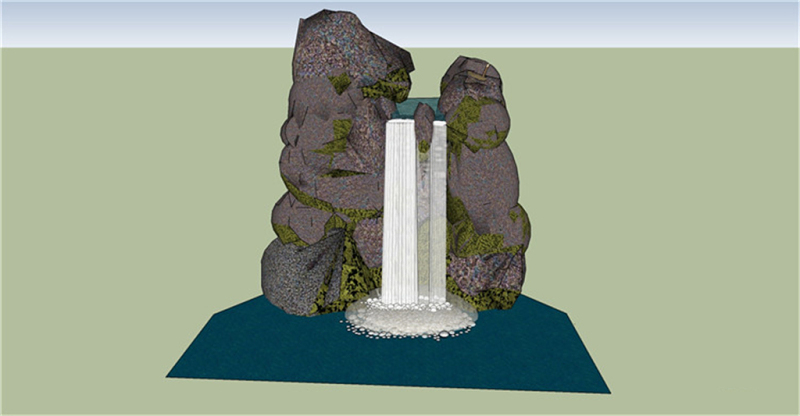 园林假山瀑布skp模型