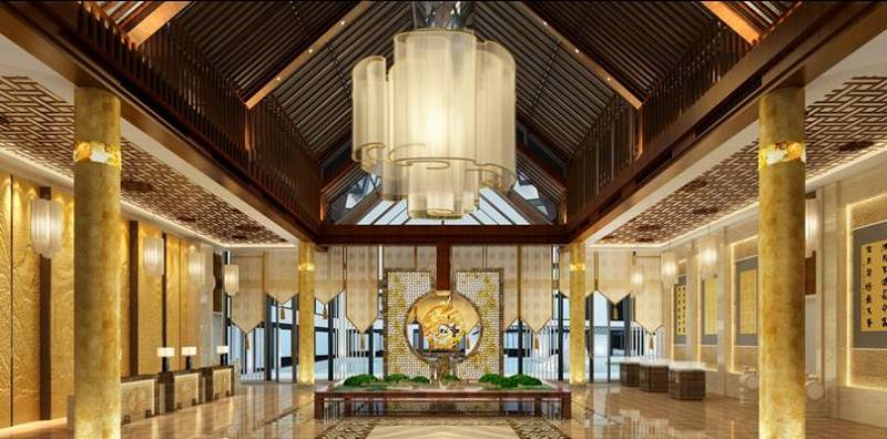 新中式酒店大堂 新中式玻璃吊灯3D模型下载 新中式酒店大堂 新中式玻璃吊灯3D模型下载