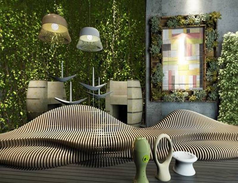 现代艺术沙发绿植墙组合3d模型下载 现代艺术沙发绿植墙组合3d模型下载