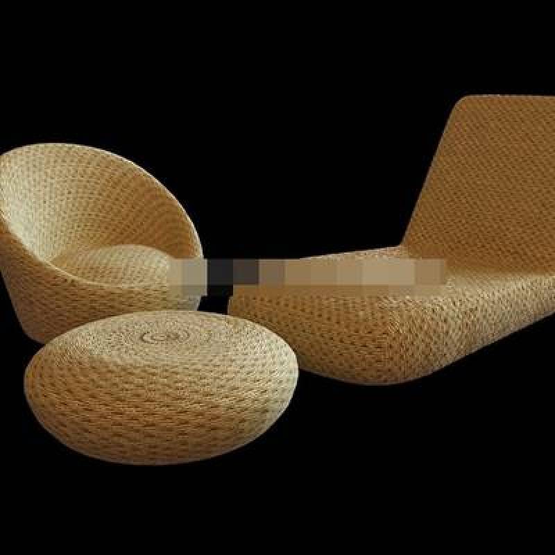 美式田园编织沙发茶几组合3D模型下载 美式田园编织沙发茶几组合3D模型下载