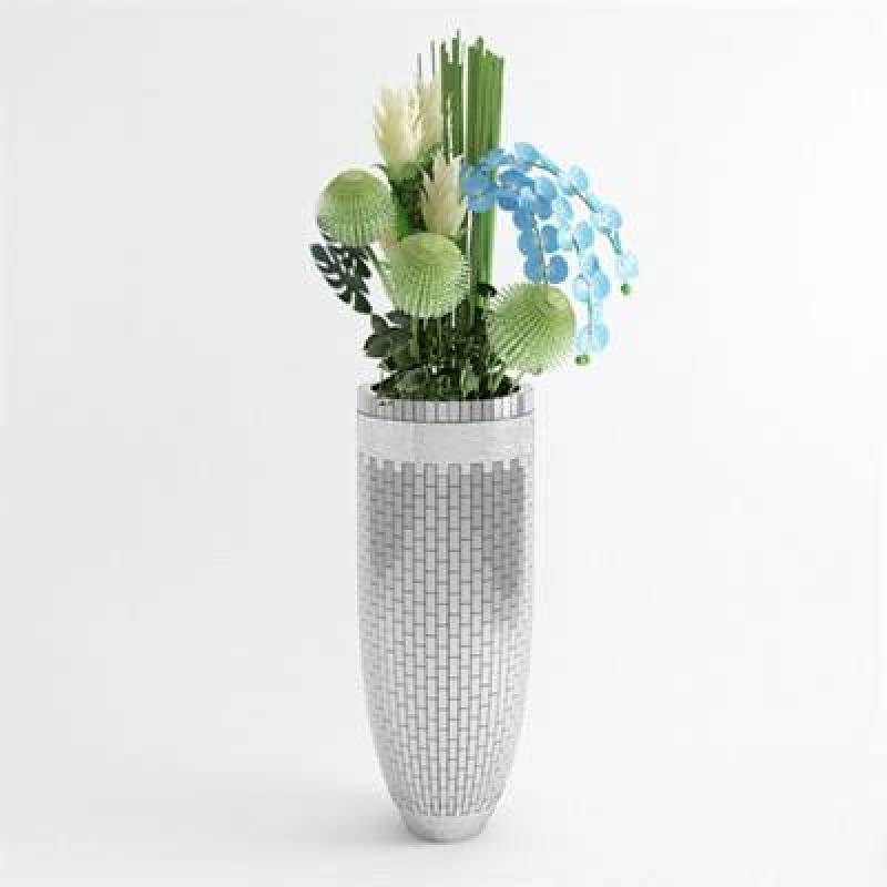 银色陶艺花瓶3D模型下载 银色陶艺花瓶3D模型下载