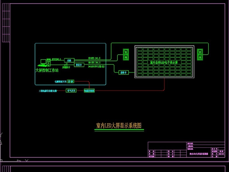 原创LED大屏系统图CAD弱电智能化-版权可商用
