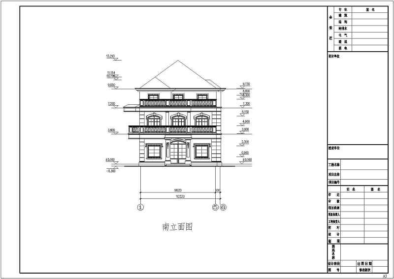 某地三层砖混结构农村别墅建筑设计方案图