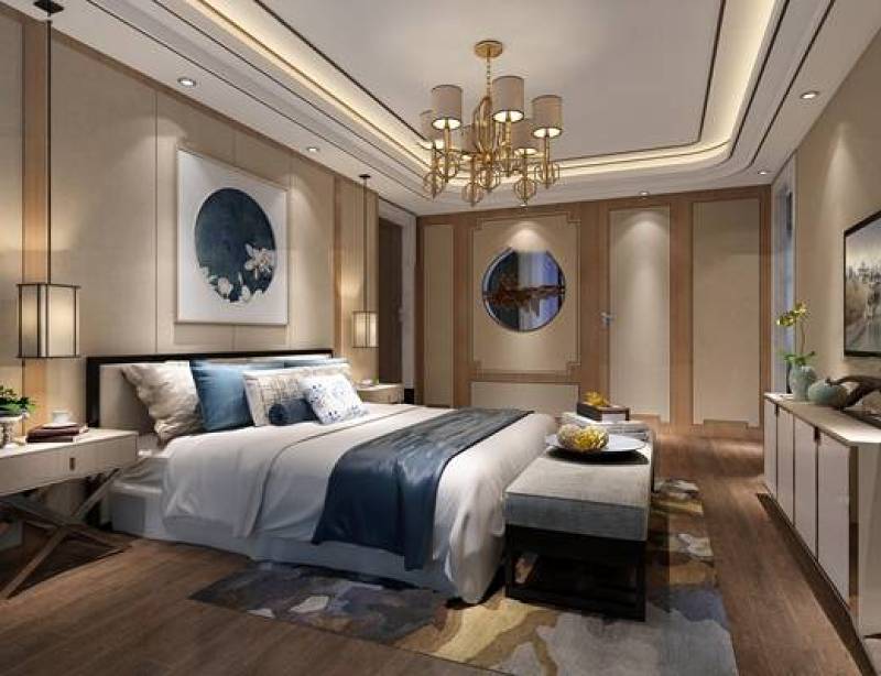 新中式卧室3D模型下载 新中式卧室3D模型下载