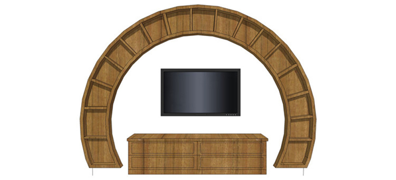 创意时尚弧形收纳柜电视背景墙skp模型