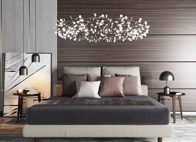 北欧卧室双人床吊灯组合3D模型下载 北欧卧室双人床吊灯组合3D模型下载