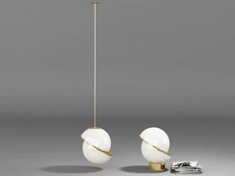 现代半球形吊灯台灯组合3D模型下载 现代半球形吊灯台灯组合3D模型下载