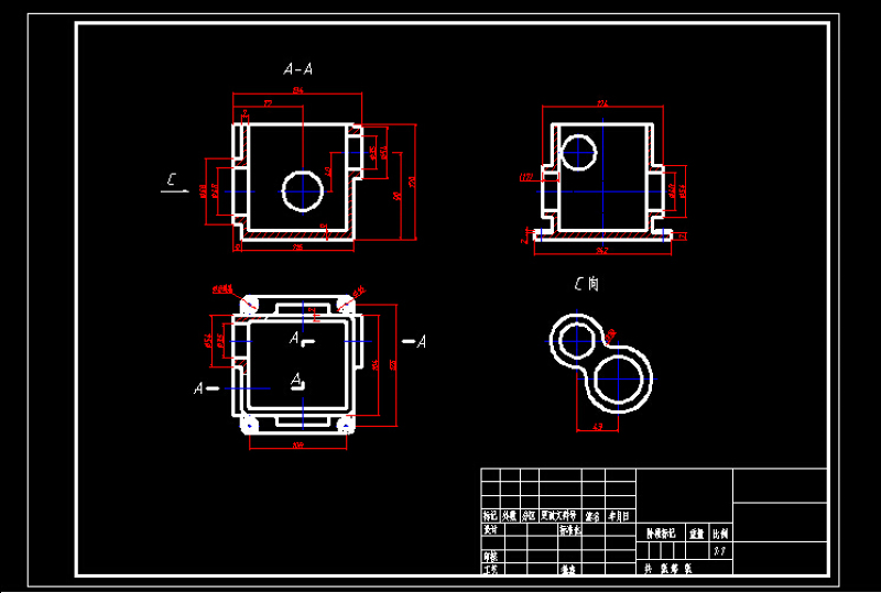 一个箱体零件图CAD图纸