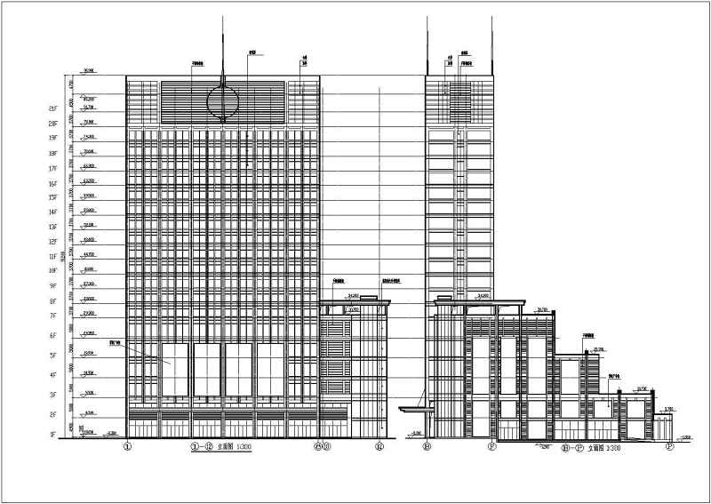 功能复杂的综合商业办公楼施工设计CAD图