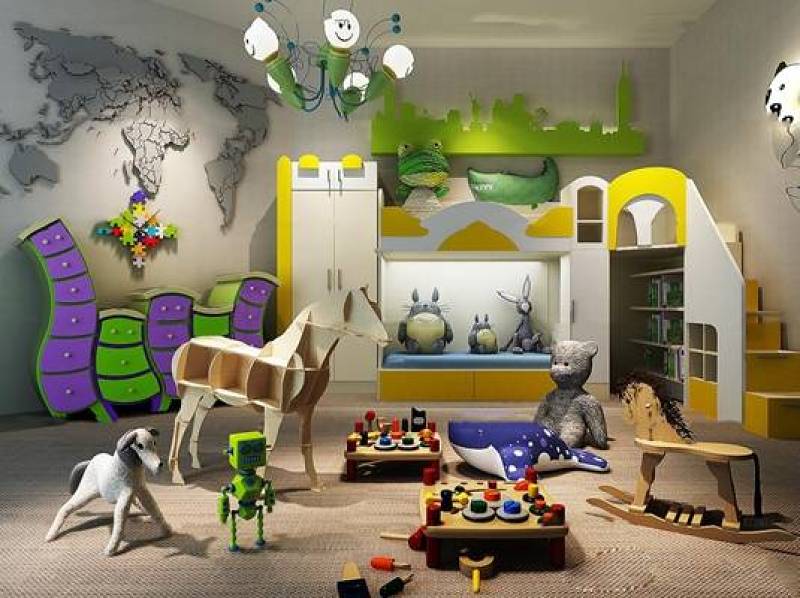 现代儿童上下床斗柜玩具吊灯3D模型下载 现代儿童上下床斗柜玩具吊灯3D模型下载