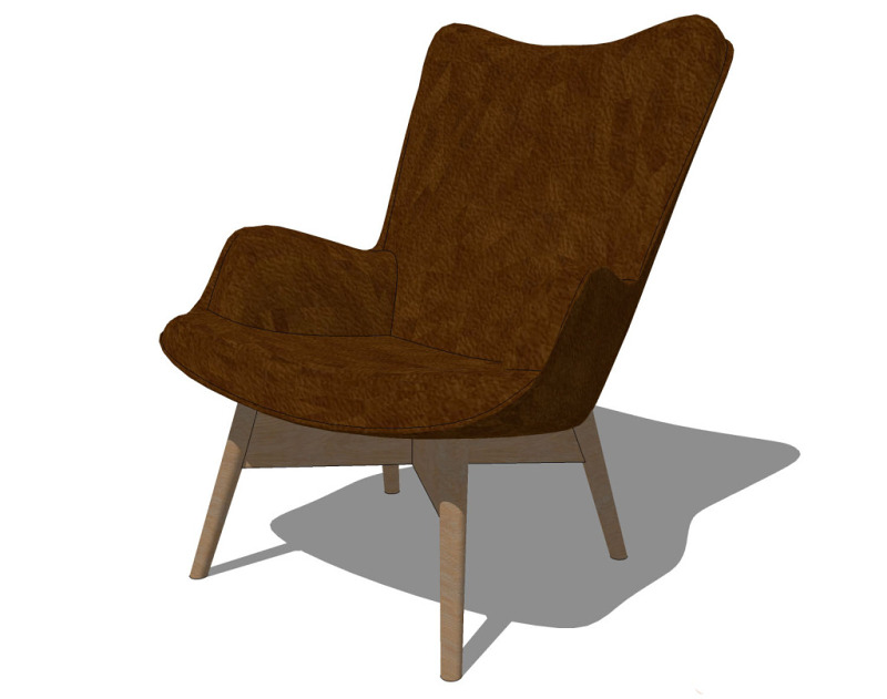 棕色家剧椅子su模型效果图