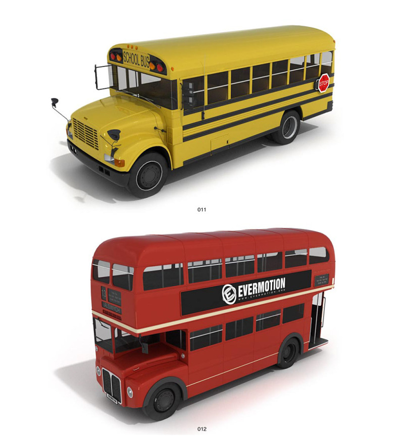 超精细的3DMAX交通工具模型-公交车