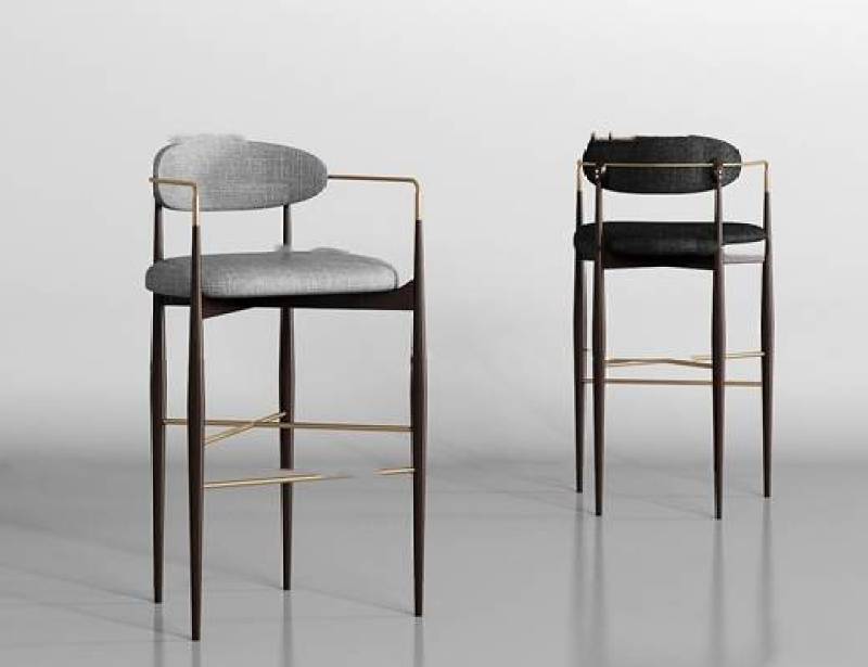 现代金属布艺吧椅组合3D模型下载 现代金属布艺吧椅组合3D模型下载