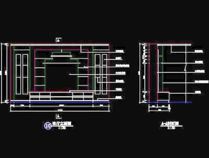 电视背景墙cad设计施工图2