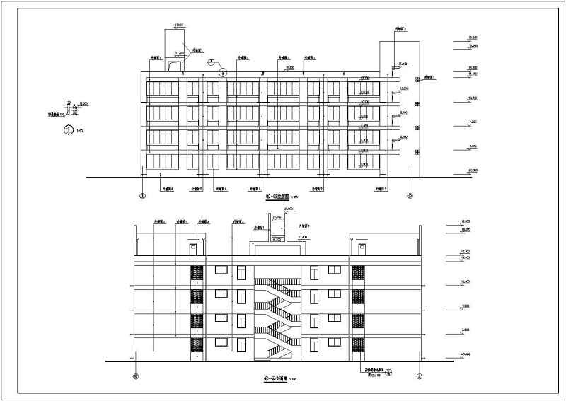 某中学四层框架结构教学楼建筑设计方案图