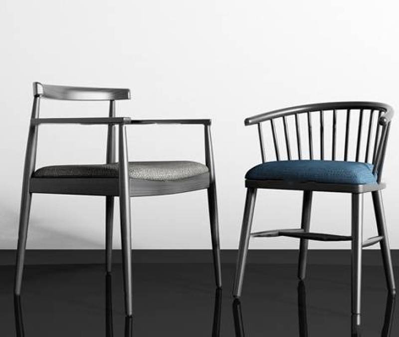 新中式实木布艺椅组合3d模型下载 新中式实木布艺椅组合3d模型下载