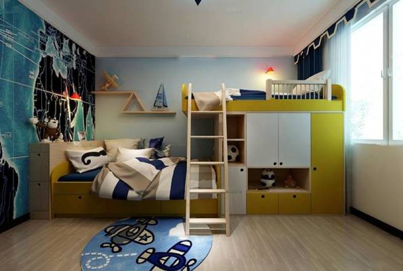 现代儿童上下床儿童卧室3D模型下载 现代儿童上下床儿童卧室3D模型下载