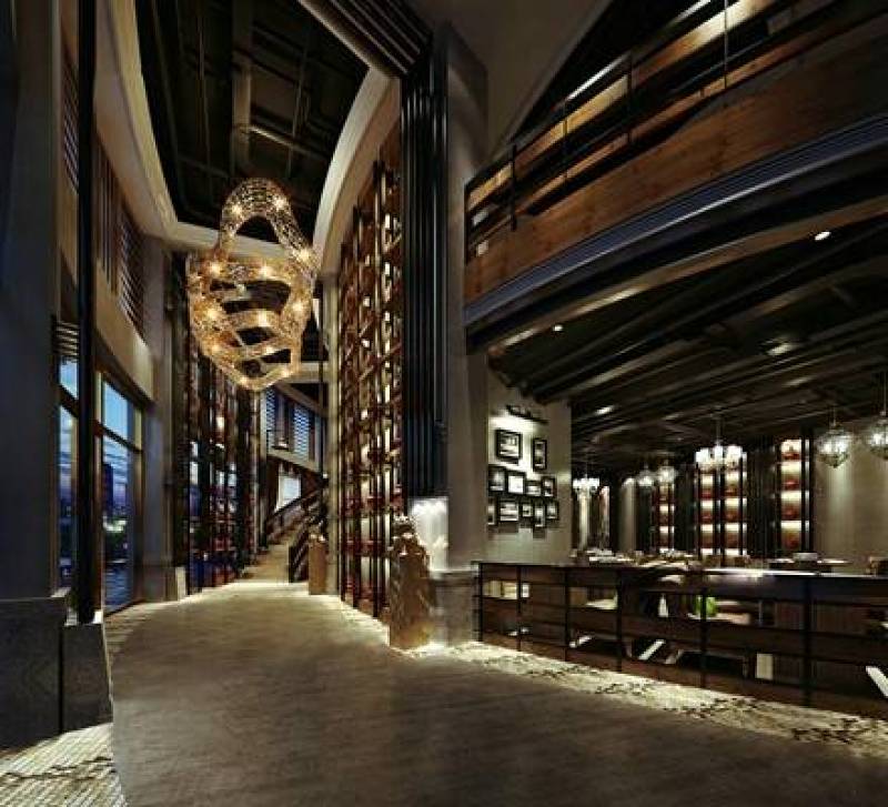 现代酒店走廊餐饮空间3D模型下载 现代酒店走廊餐饮空间3D模型下载
